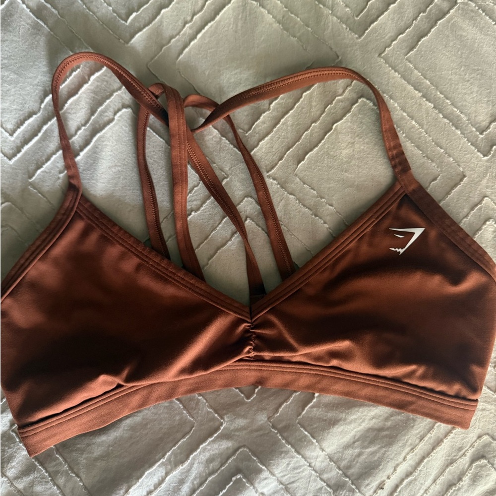 Gymshark Women's Brown Strappy Sports Bra size medium